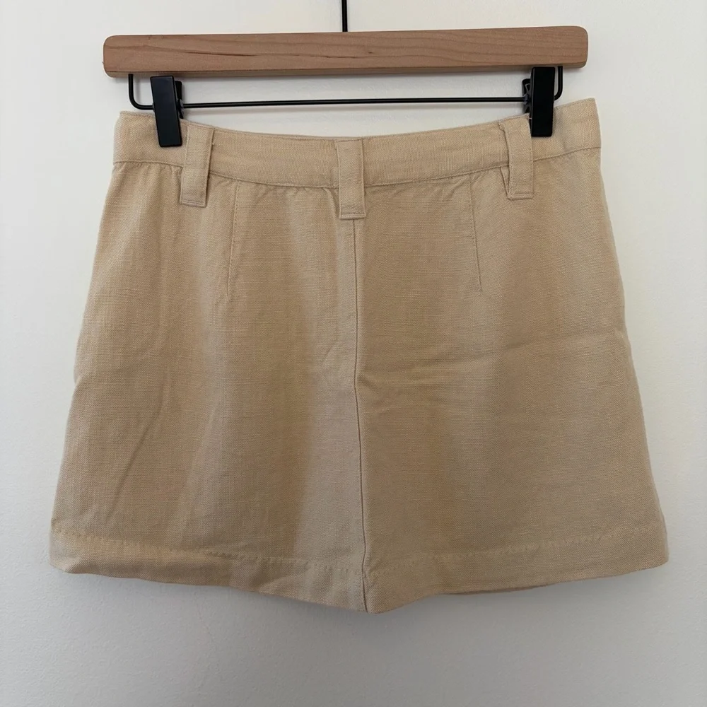 Free People Can't Blame Me Linen Mini Skirt in Bleached Sand